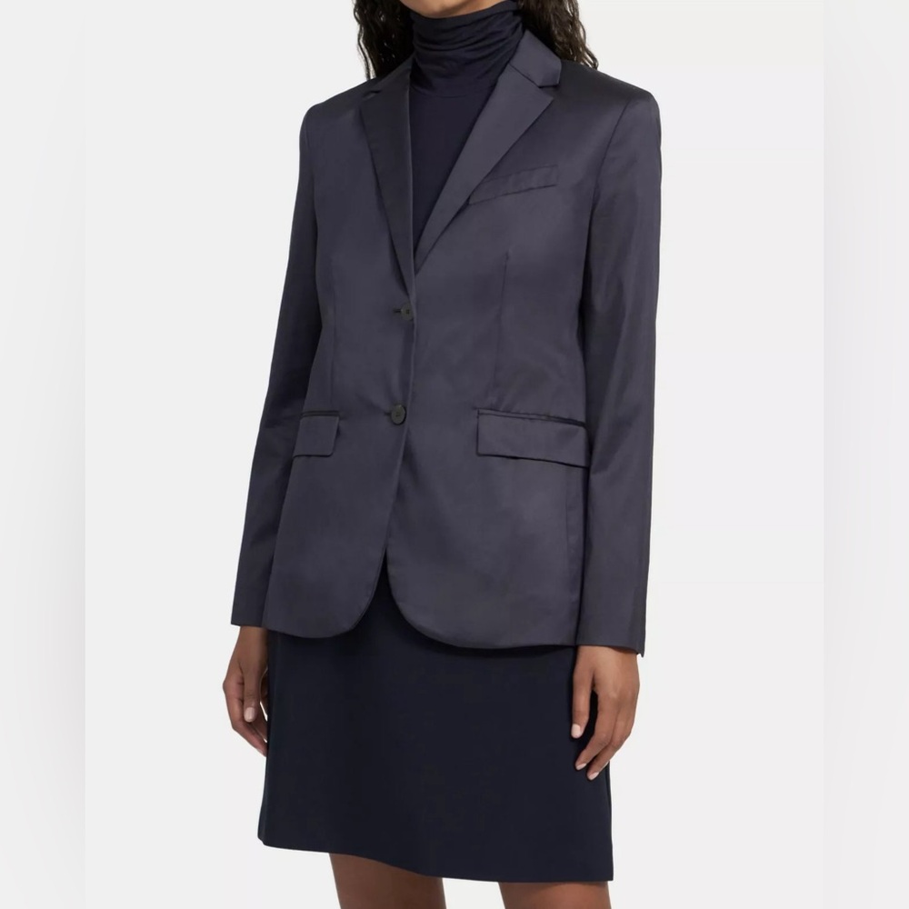 theory CLASSIC BLAZER COTTON CHINTZ B 2 Button Suit Blazer Viscose Lined Size 0‎